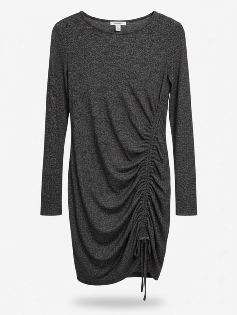 NWT Nine West Heather Black Ruched Long Sleeve Dress L